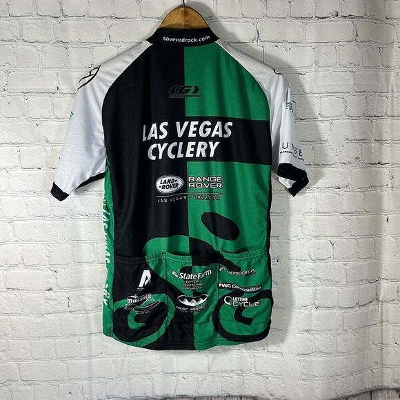 LOUIS GARNEAU Medium Las Vegas Cyclery Cycling Jersey Shirt Green - Picture 6 of 9